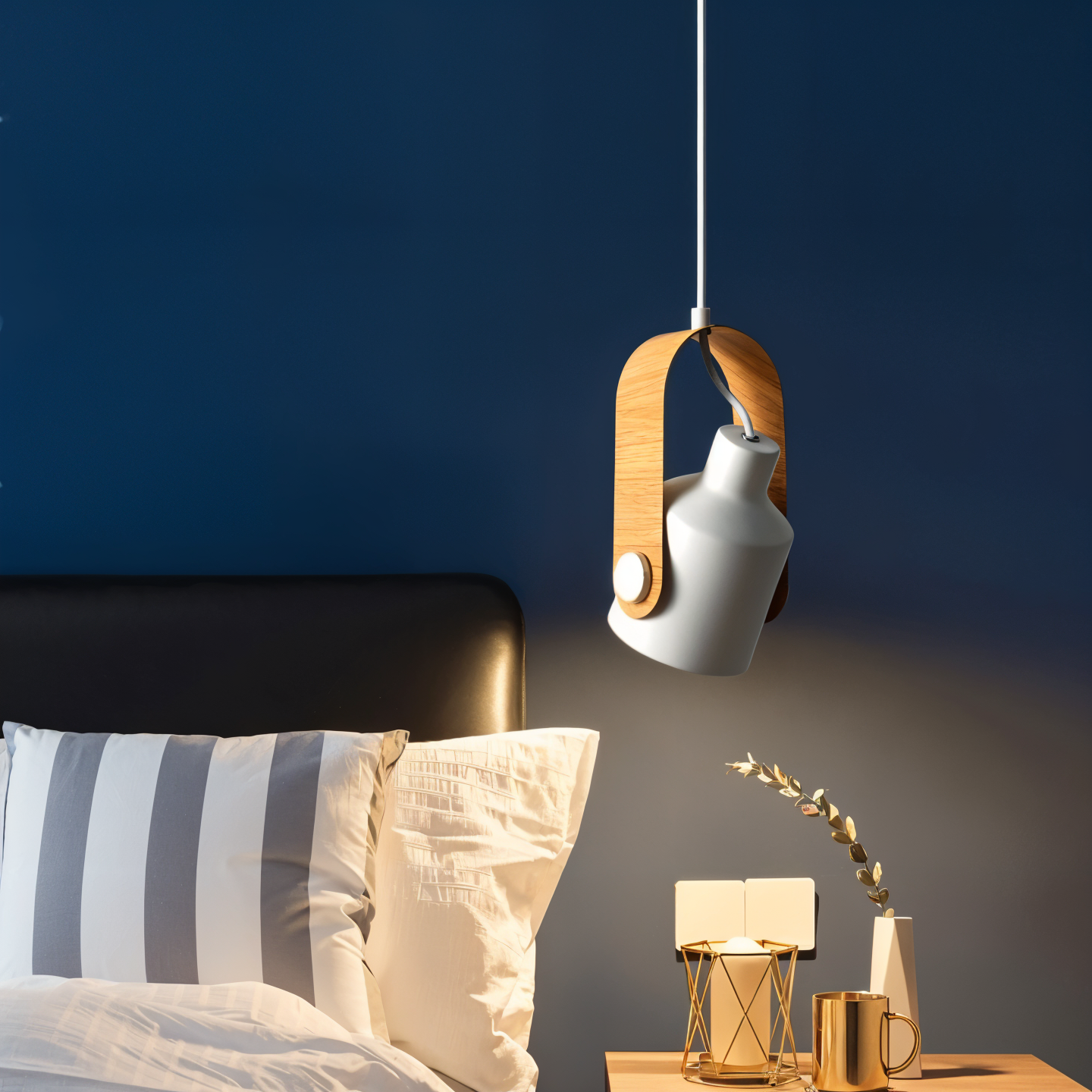 Minilog pendel spotlight - nordisk træ korn metal pendel lys