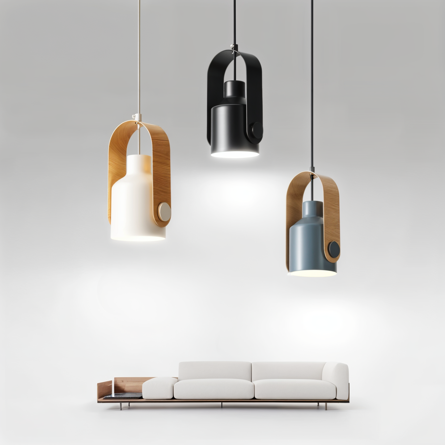 Minilog pendel spotlight - nordisk træ korn metal pendel lys