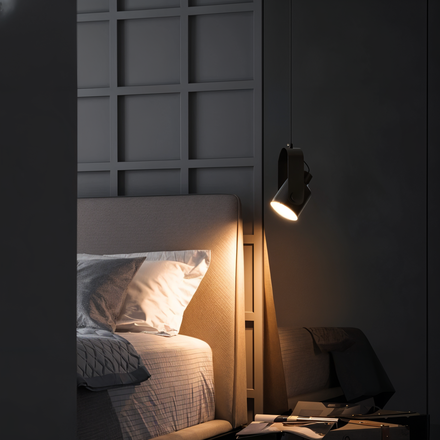 Minilog pendel spotlight - nordisk træ korn metal pendel lys
