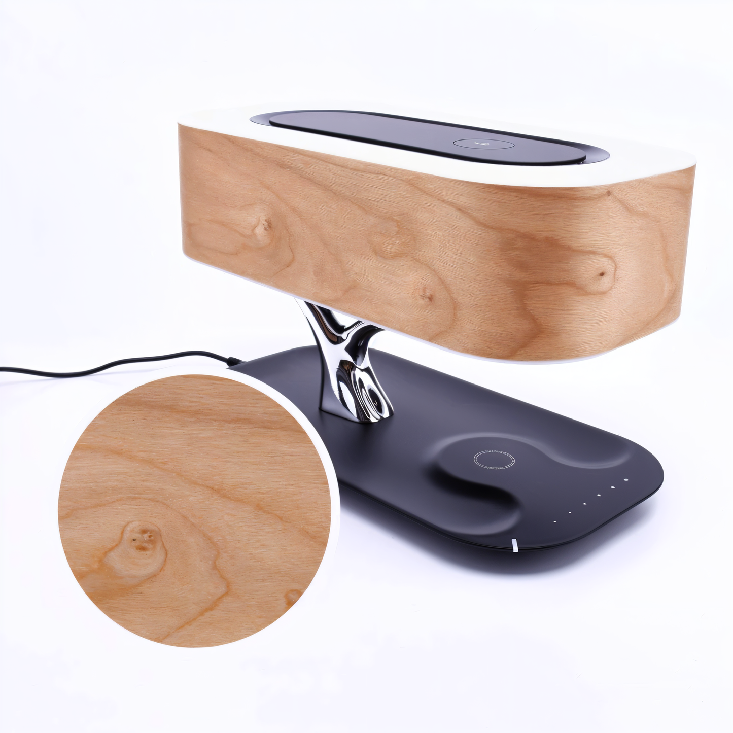 Naturetune bordlampe - multifunktionel sengelampe med bluetooth-højttaler og trådløs oplader
