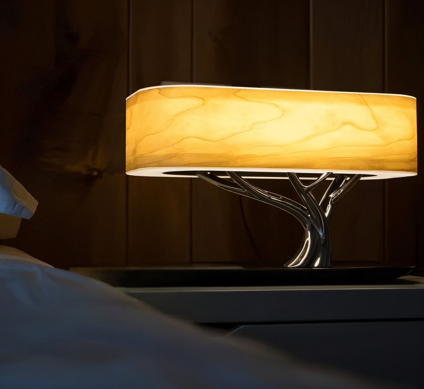 Naturetune bordlampe - multifunktionel sengelampe med bluetooth-højttaler og trådløs oplader