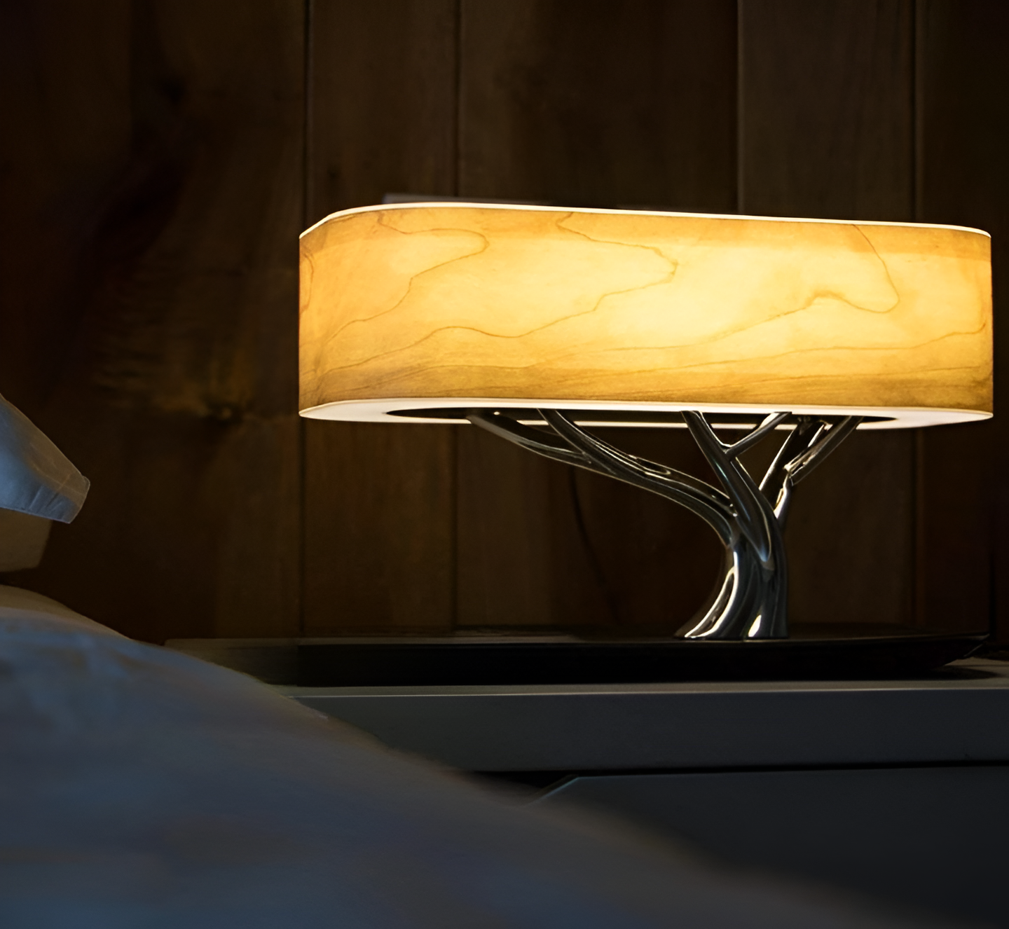Naturetune bordlampe - multifunktionel sengelampe med bluetooth-højttaler og trådløs oplader