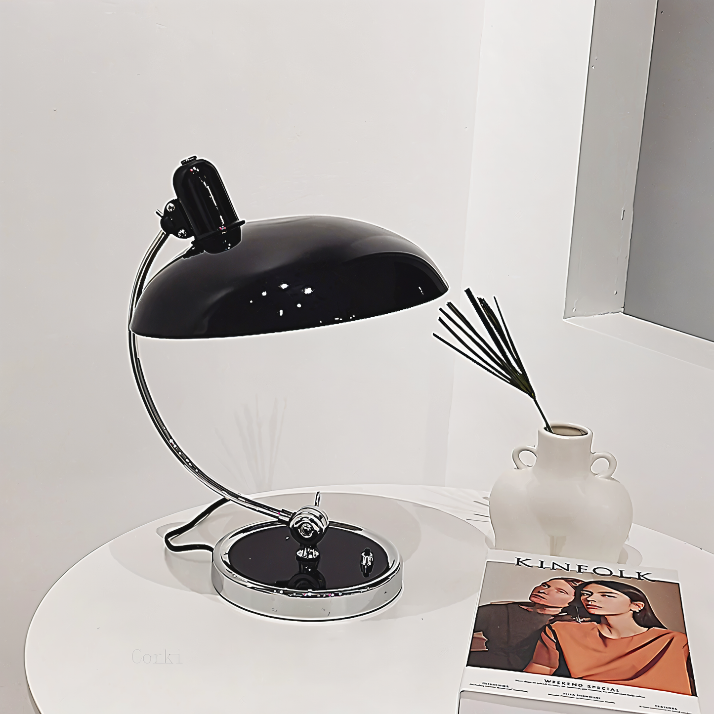 Nostachic bordlampe - justerbar vintage jernbordlampe med kuppel