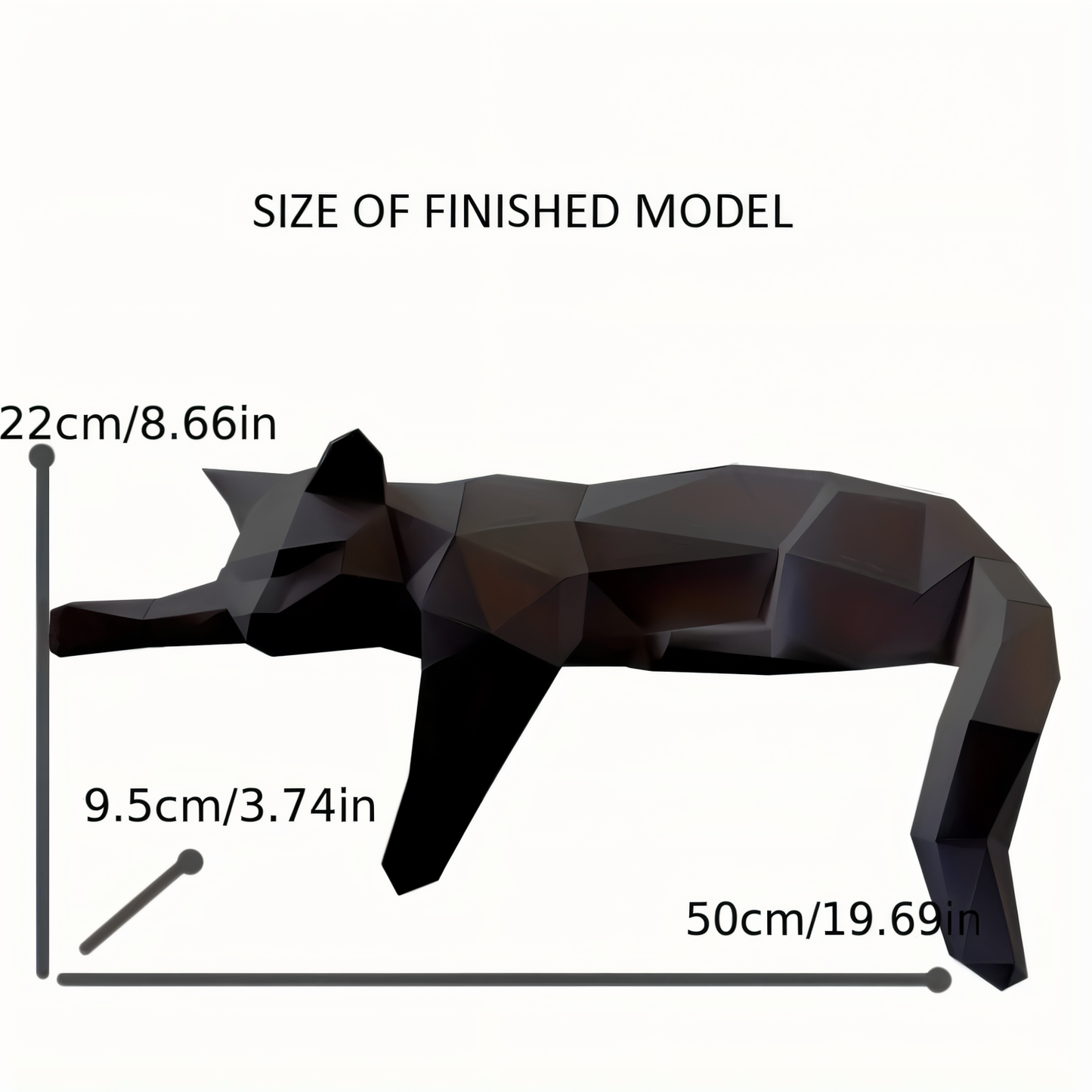 Oripurr - kunstnerisk diy sort hvid 3d sløv origami kat dekoration