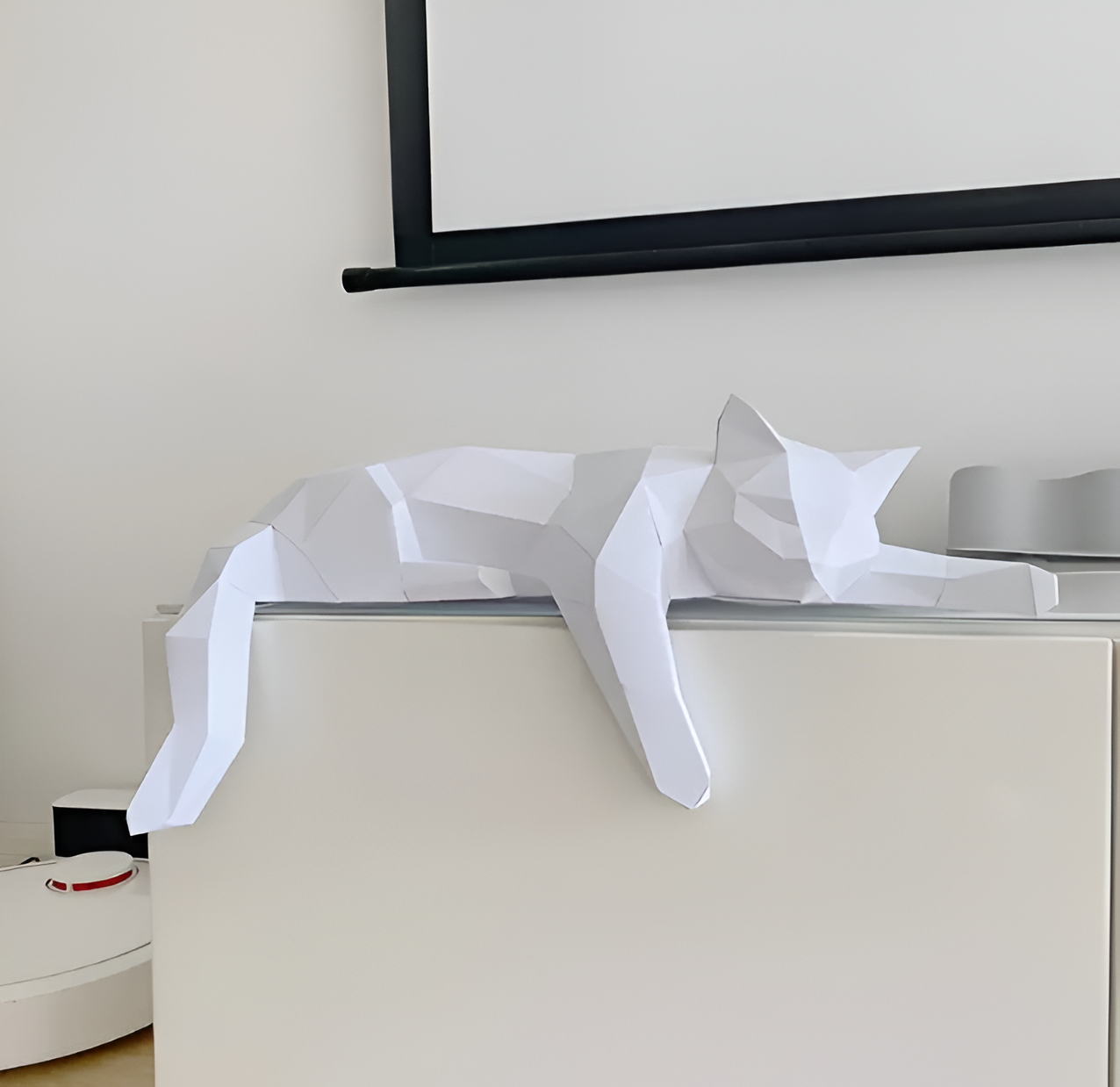 Oripurr - kunstnerisk diy sort hvid 3d sløv origami kat dekoration