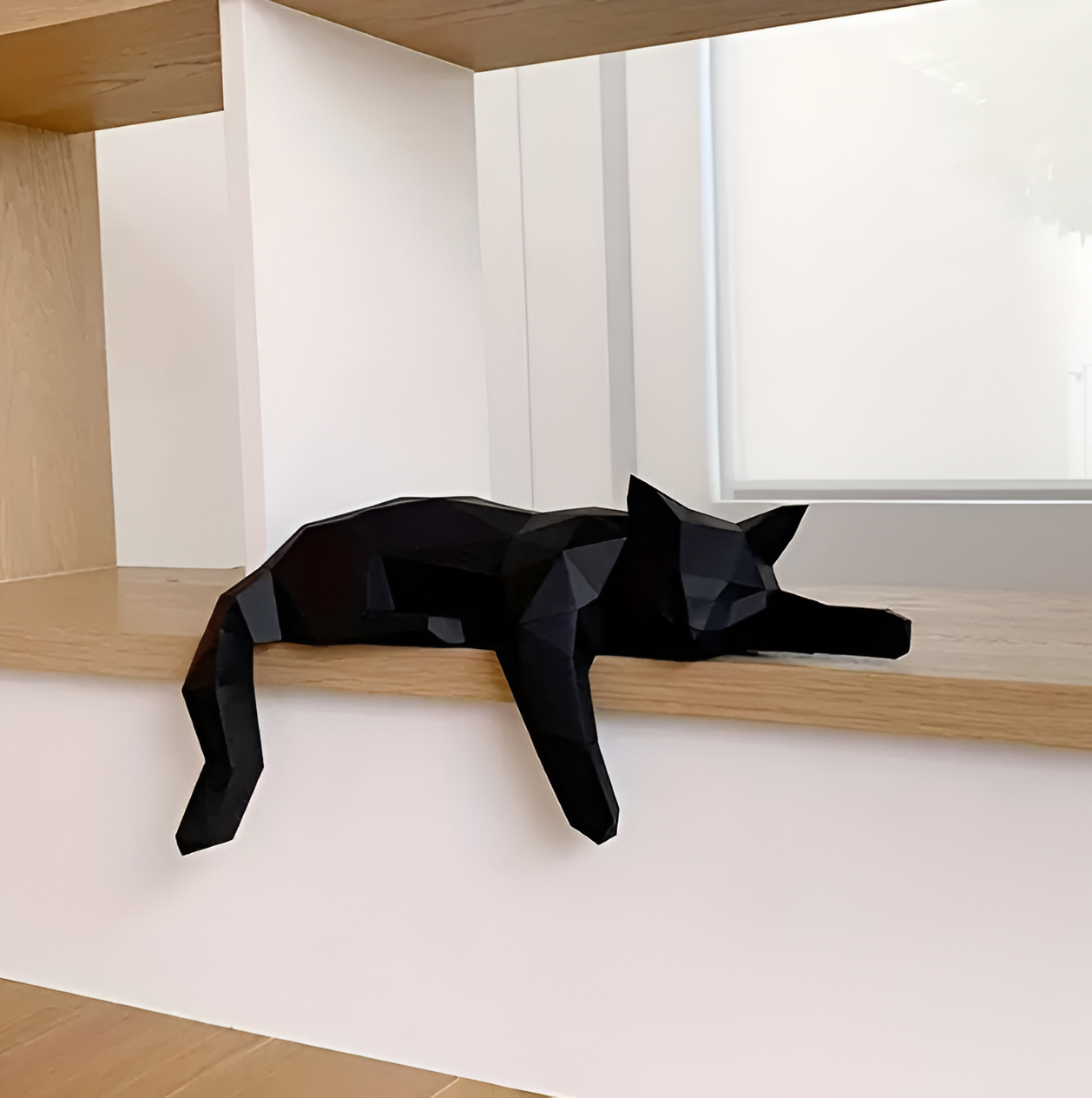 Oripurr - kunstnerisk diy sort hvid 3d sløv origami kat dekoration