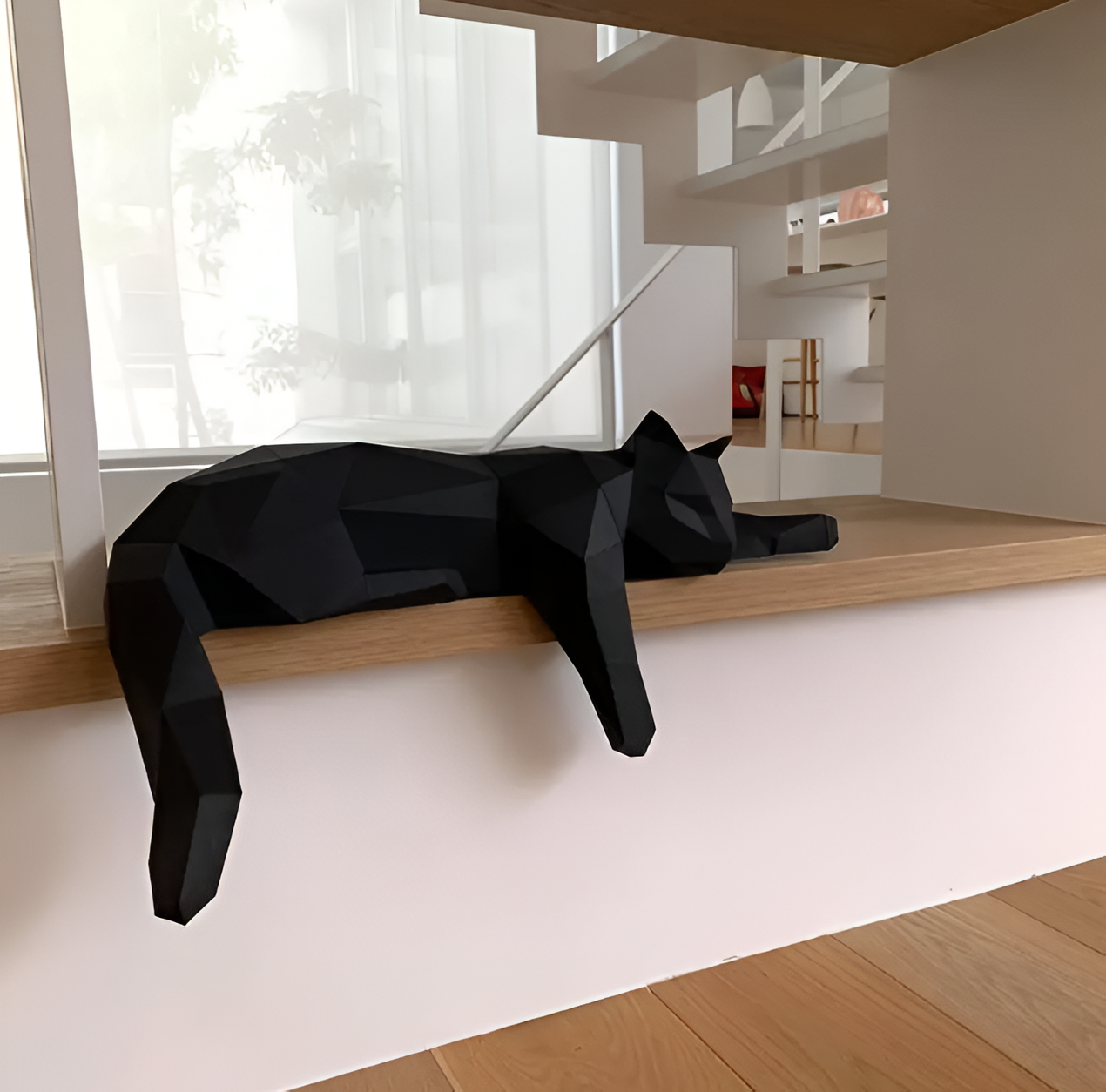 Oripurr - kunstnerisk diy sort hvid 3d sløv origami kat dekoration
