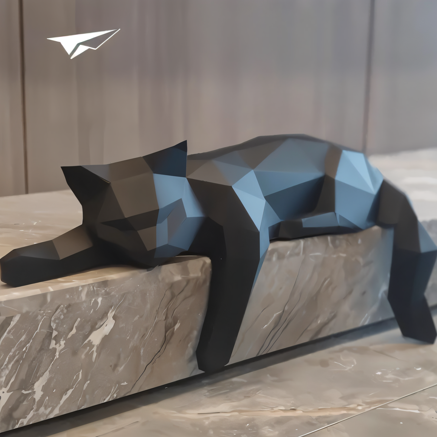Oripurr - kunstnerisk diy sort hvid 3d sløv origami kat dekoration