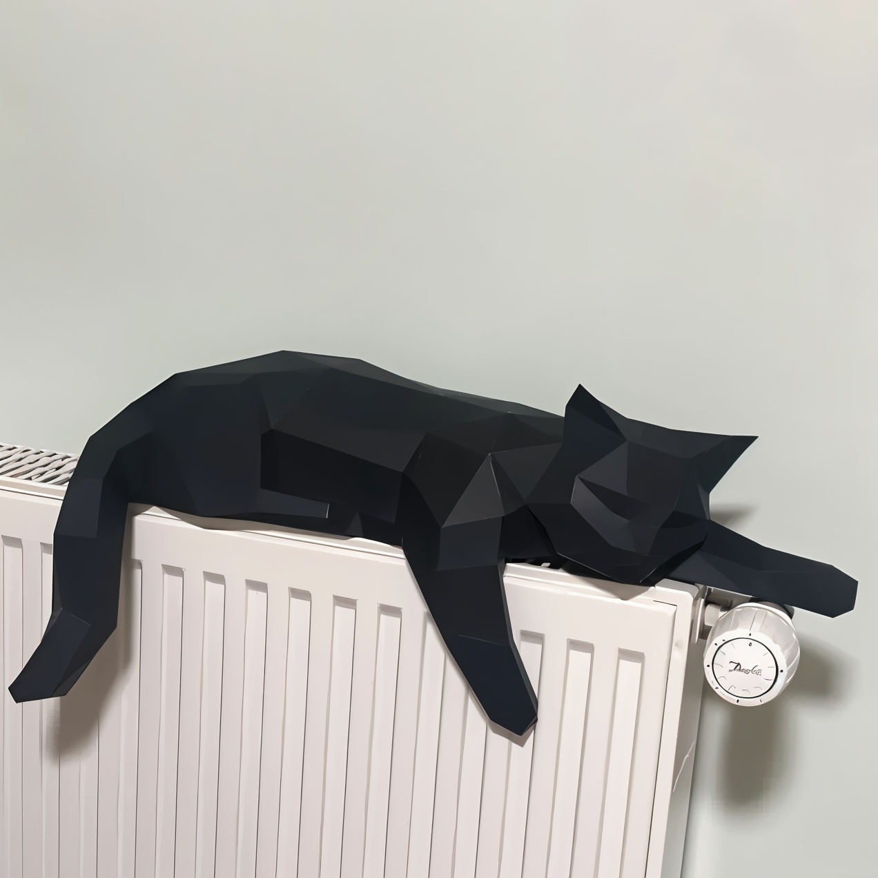 Oripurr - kunstnerisk diy sort hvid 3d sløv origami kat dekoration