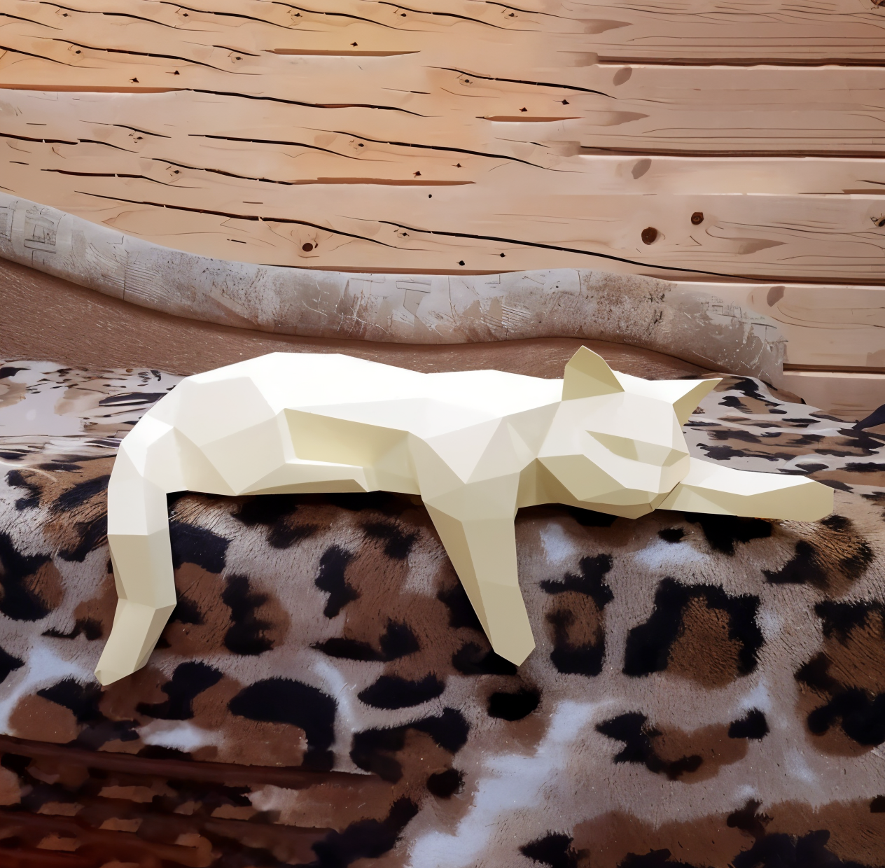 Oripurr - kunstnerisk diy sort hvid 3d sløv origami kat dekoration
