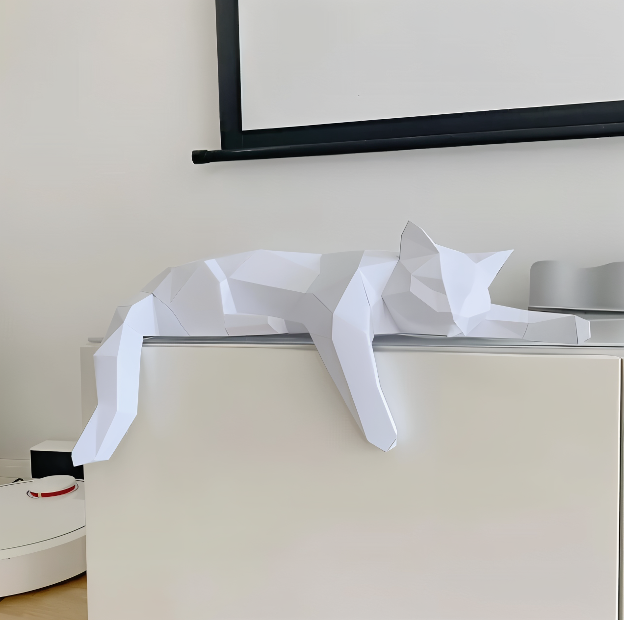 Oripurr - kunstnerisk diy sort hvid 3d sløv origami kat dekoration