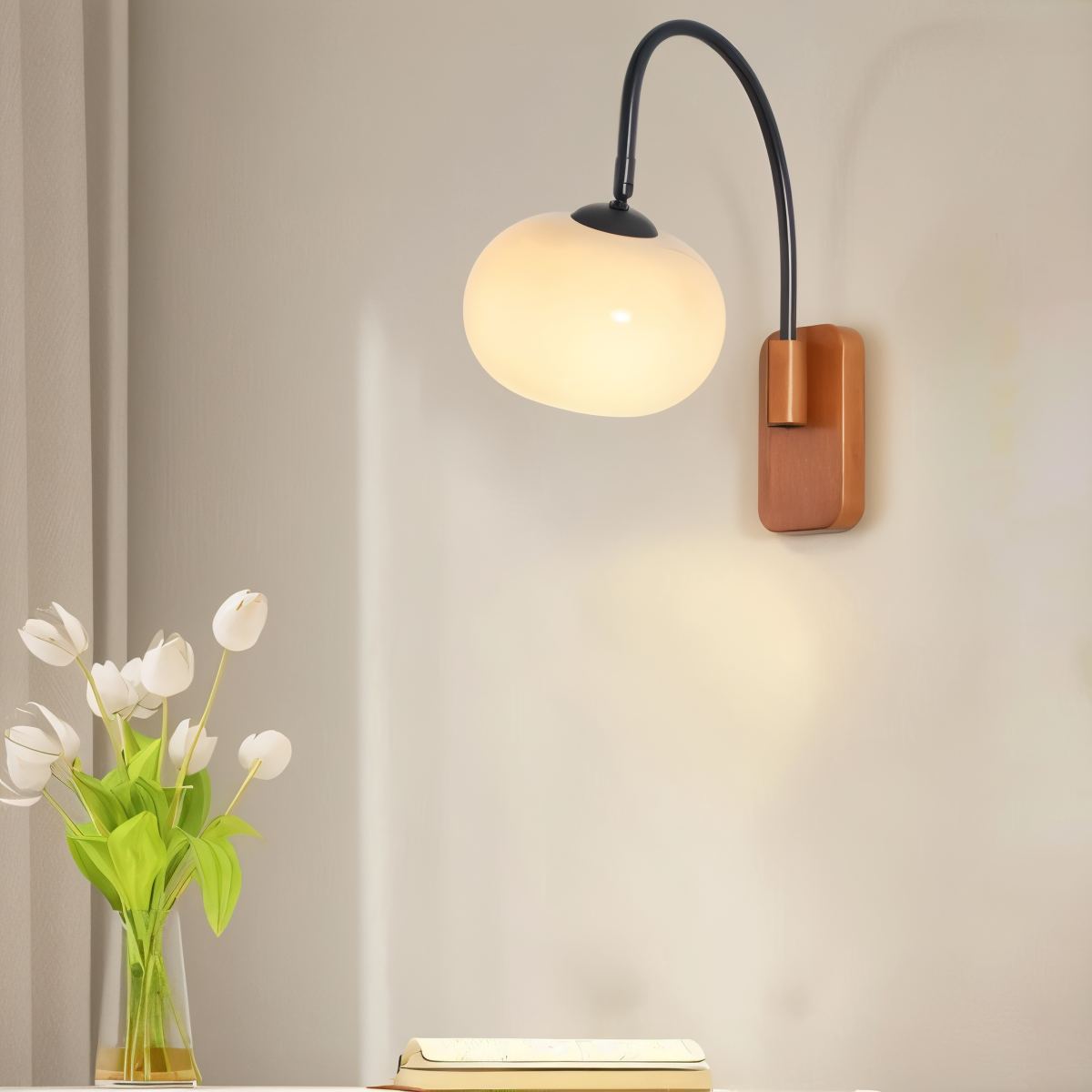 Persi væglampe - persimmon glas væglampe - bauhaus væglampe design - soveværelse væglamper led