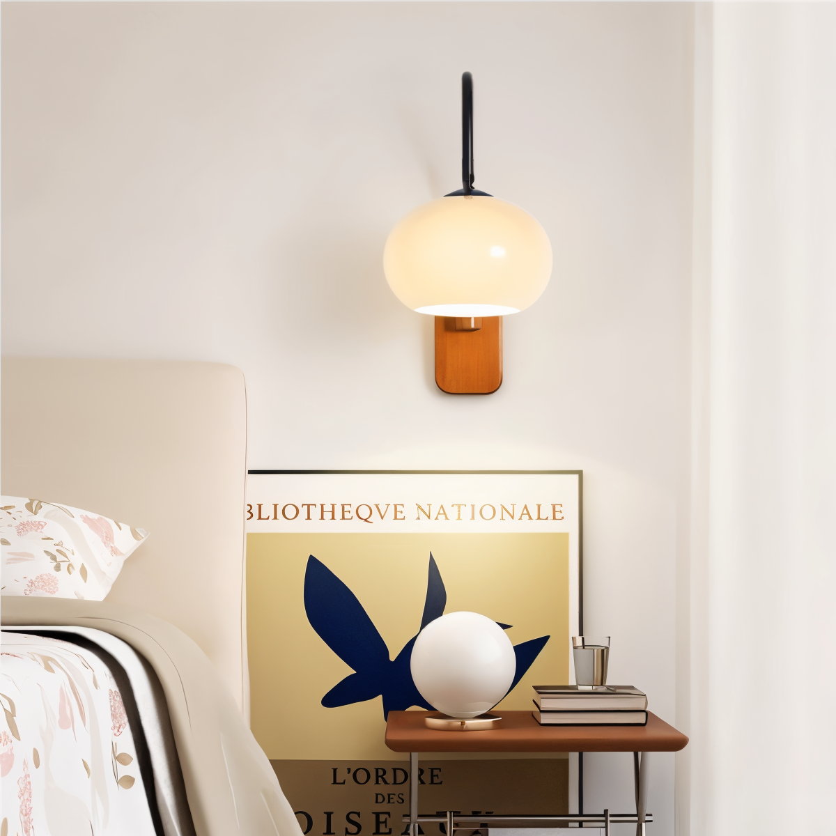 Persi væglampe - persimmon glas væglampe - bauhaus væglampe design - soveværelse væglamper led