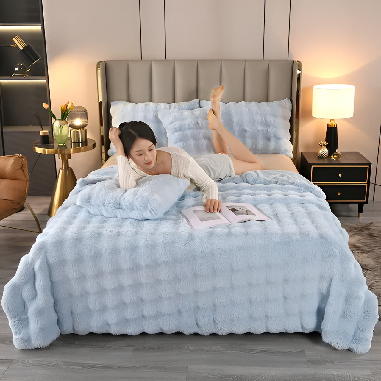 Plushperfection - opvarmet fleecetæppe i klassisk ternet design