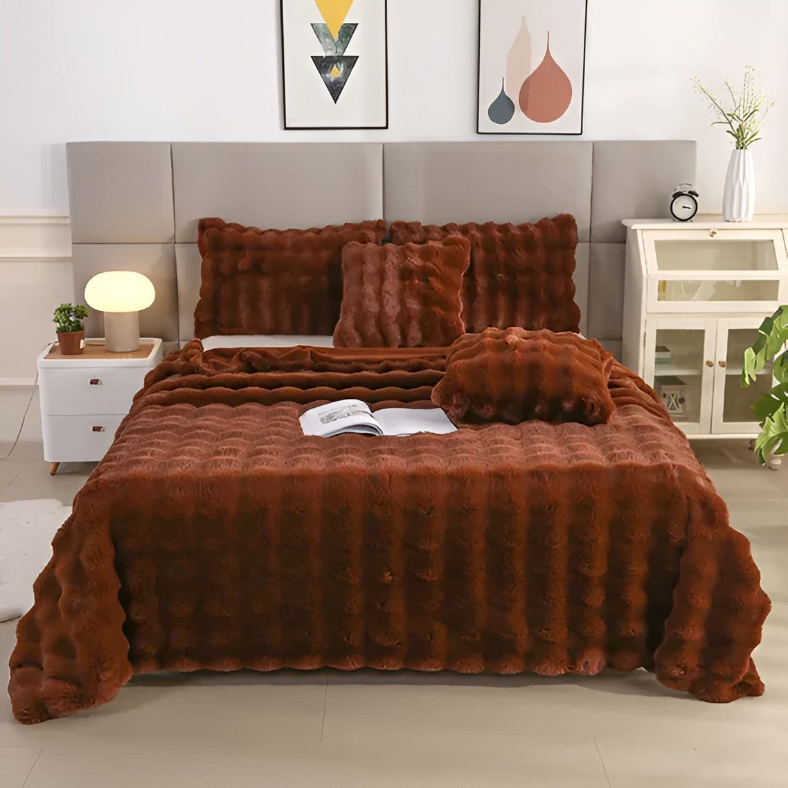 Plushperfection - opvarmet fleecetæppe i klassisk ternet design