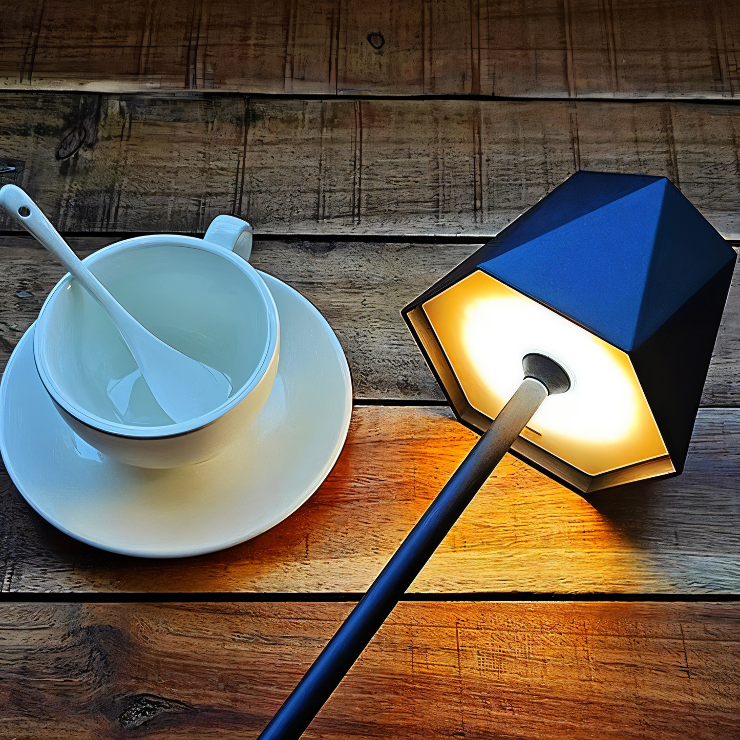 Polylamp - bærbar sekskantet led-bordlampe - vandtæt og genopladelig
