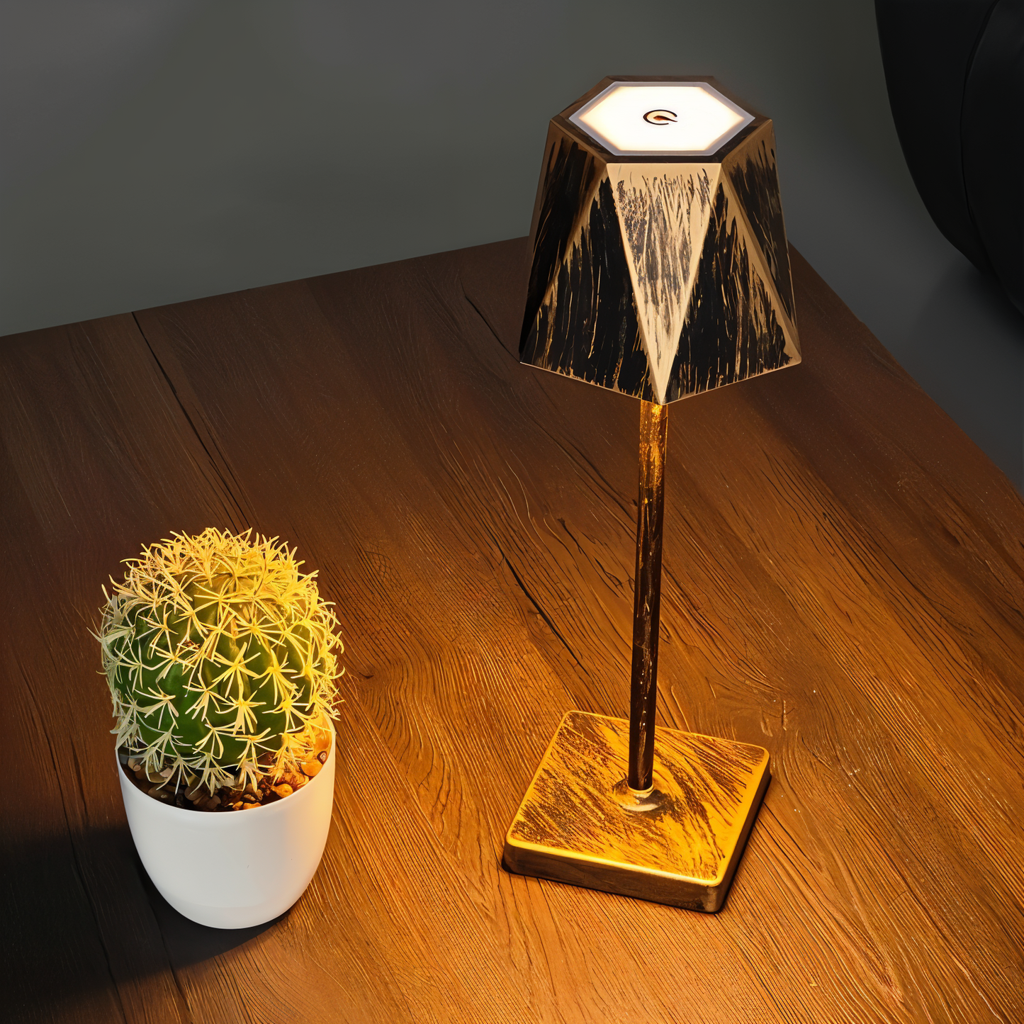 Polylamp - bærbar sekskantet led-bordlampe - vandtæt og genopladelig