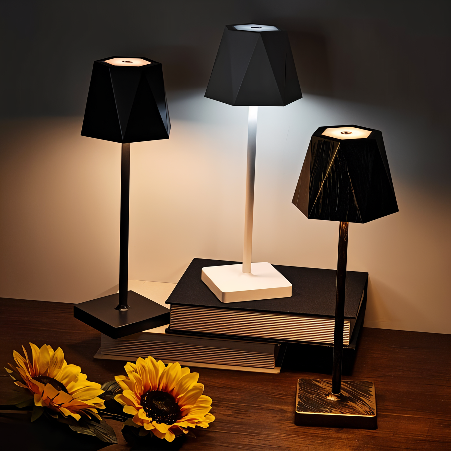 Polylamp - bærbar sekskantet led-bordlampe - vandtæt og genopladelig