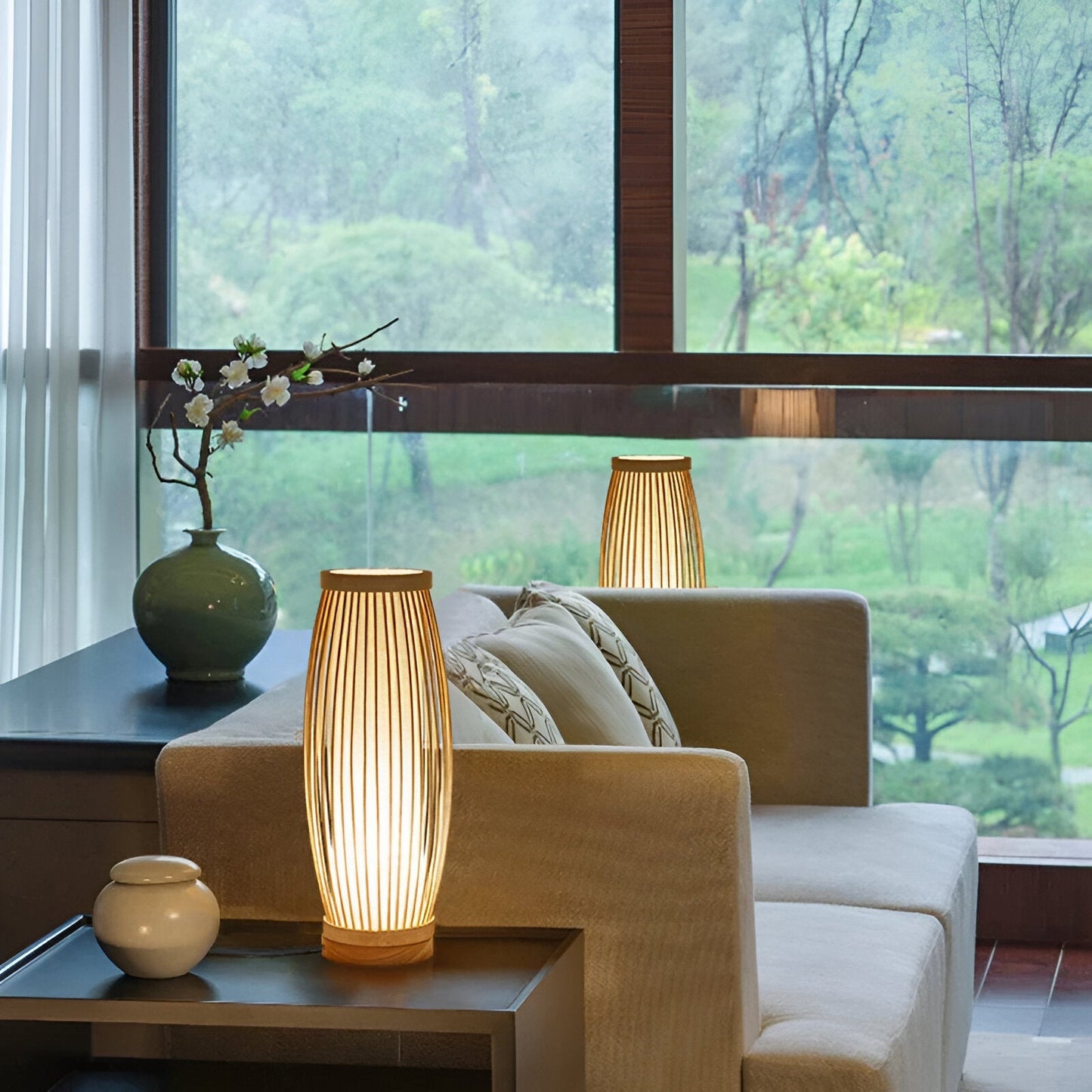 Serenilight bordlampe - skrivebordslampe i bambustræ i japansk stil