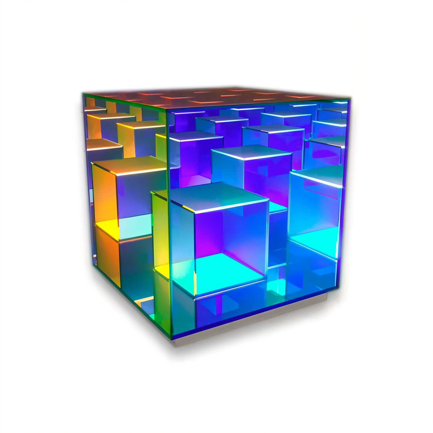 Spectra-cube bordlampe - regnbueakryl led-lampe med fascinerende 3d-illusion