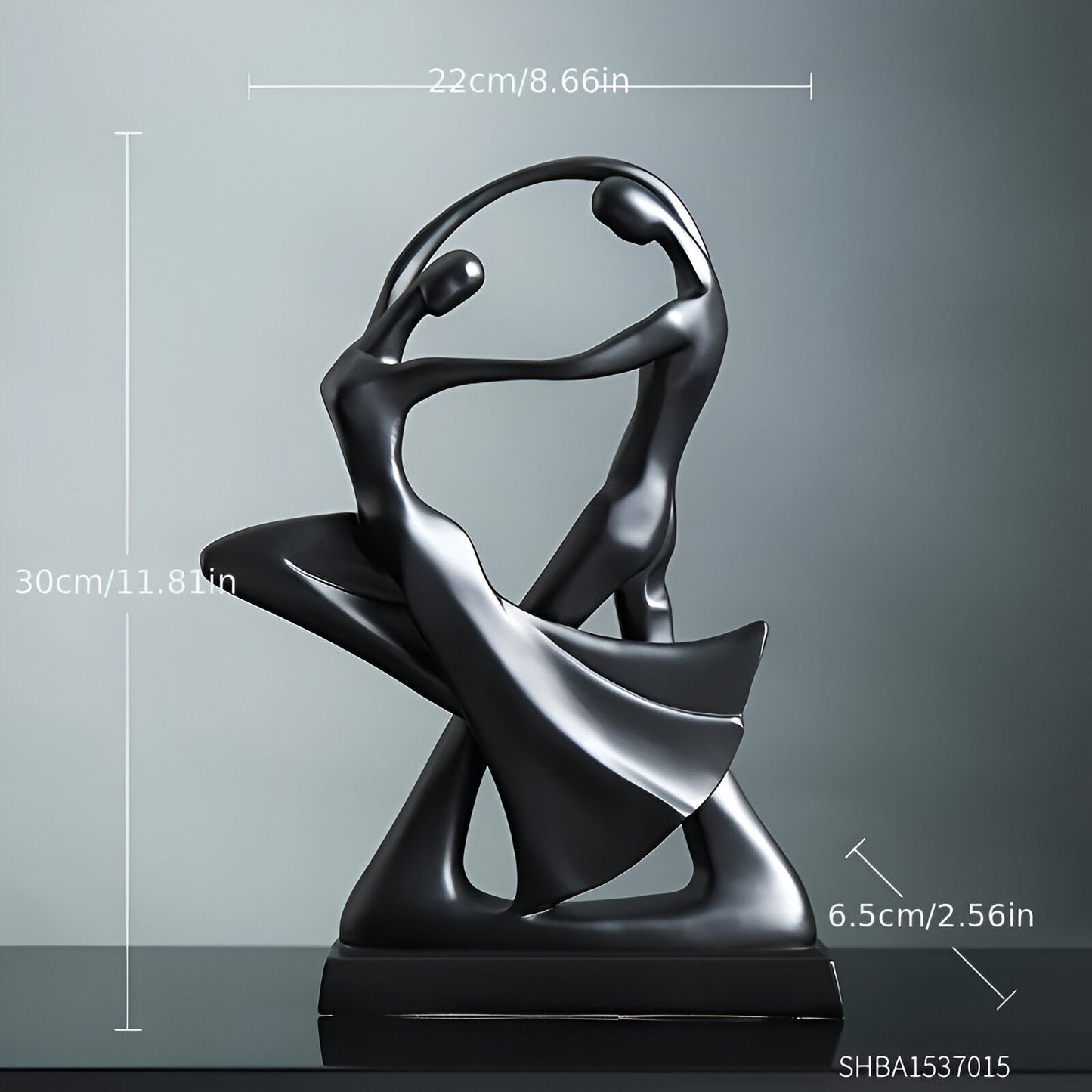 Swayduo ornament - hvid og sort dansende resinskulptur - moderne abstrakt kunst