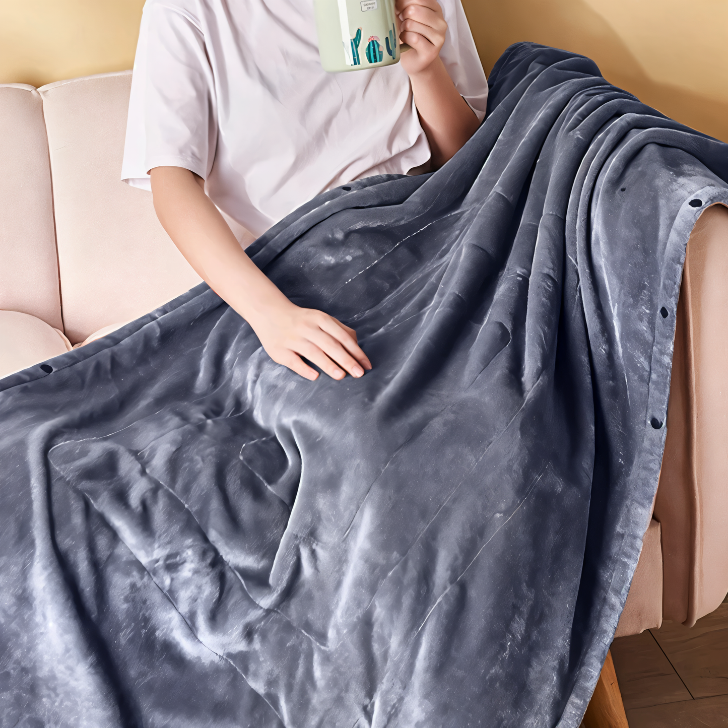 Termisk plaid - ultrablødt uab genopladeligt elektrisk fleece tæppe