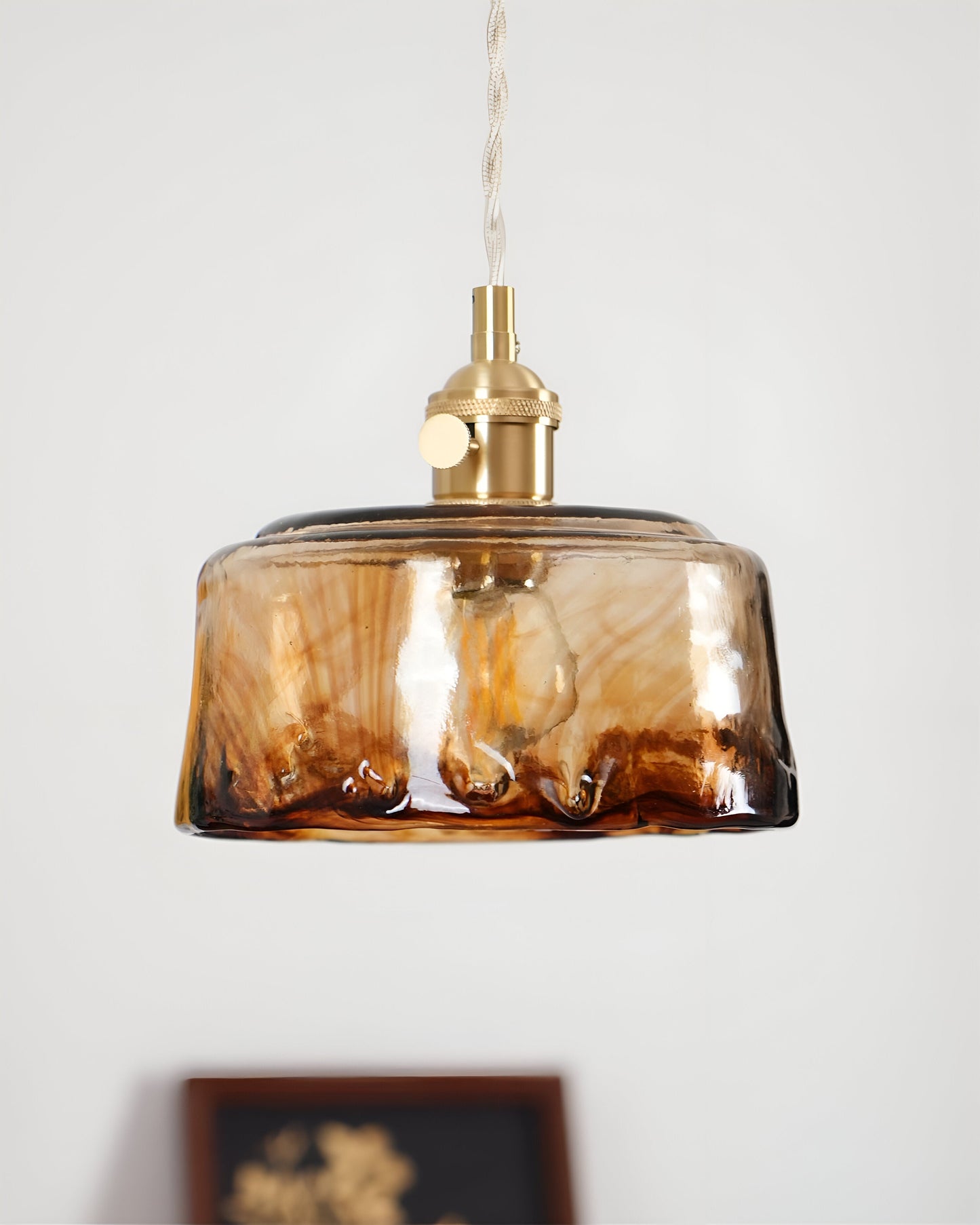 Twist deco-pendel i glas - pendel i antik messing med vintage-flair