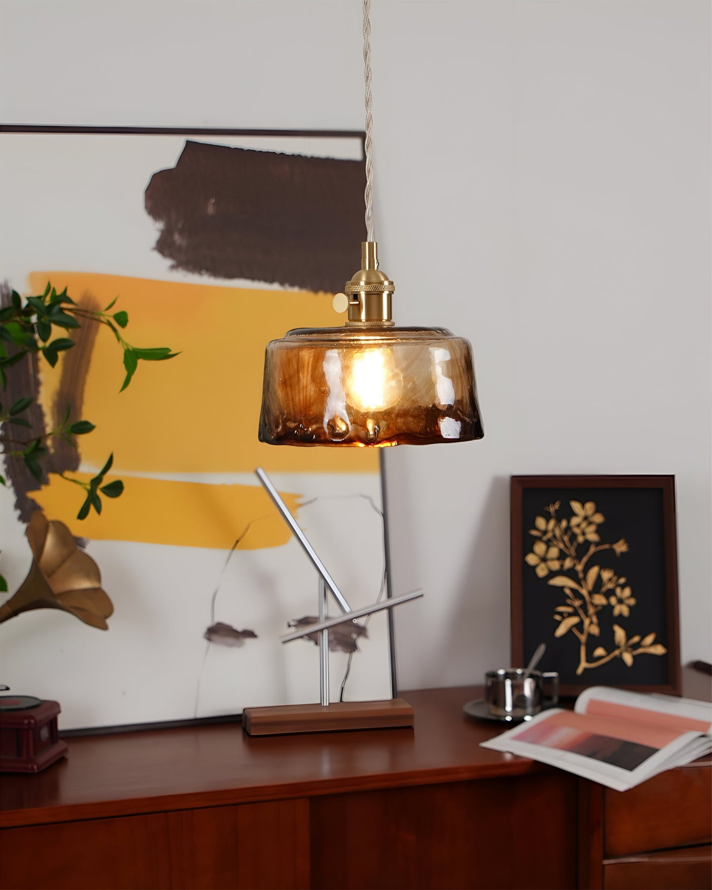 Twist deco-pendel i glas - pendel i antik messing med vintage-flair
