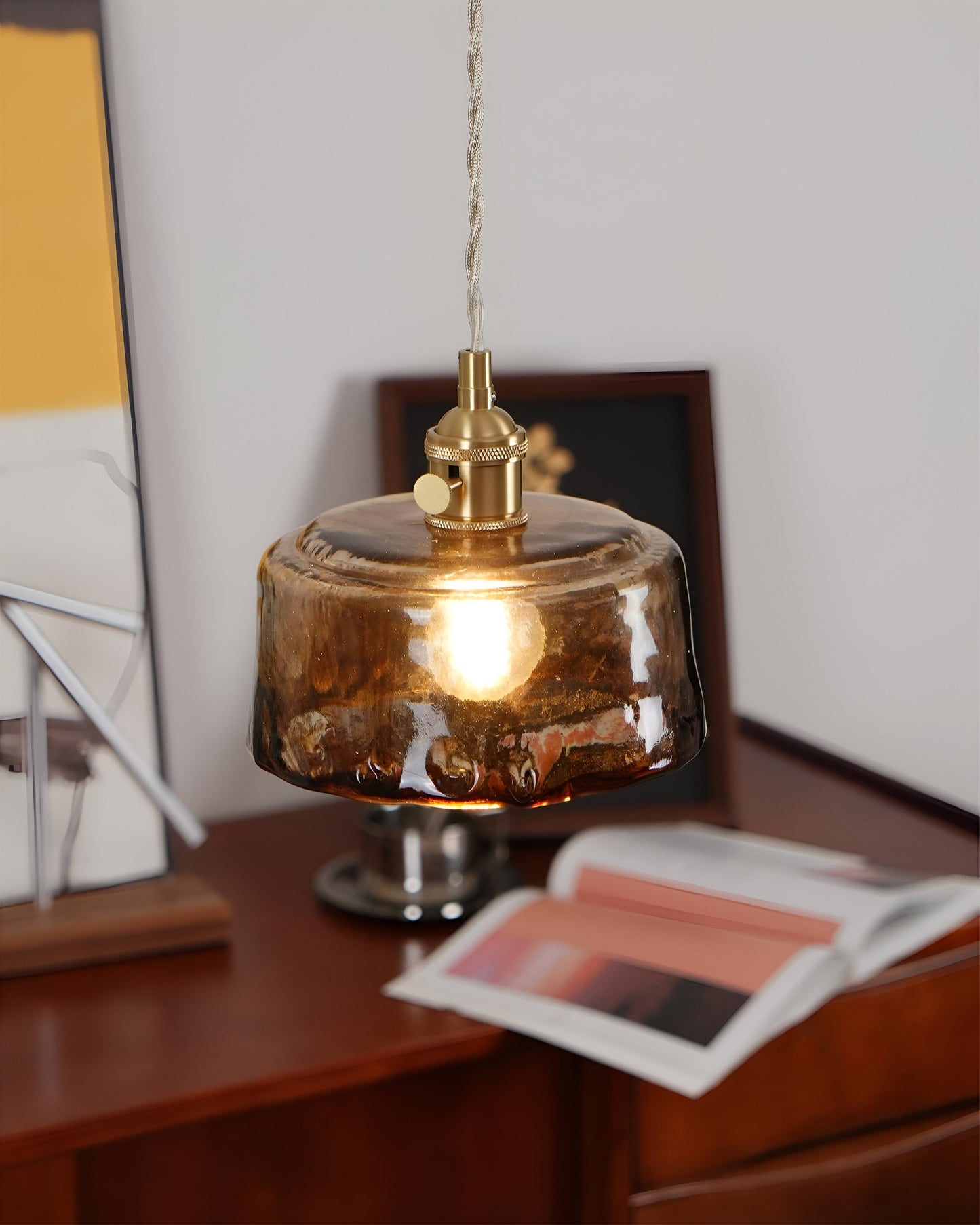 Twist deco-pendel i glas - pendel i antik messing med vintage-flair