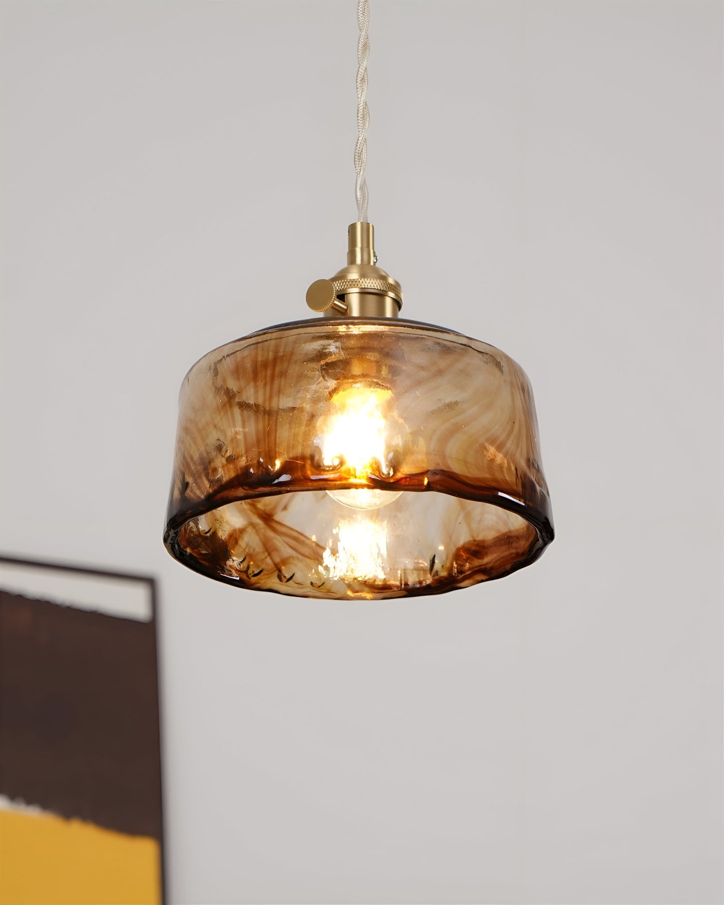 Twist deco-pendel i glas - pendel i antik messing med vintage-flair
