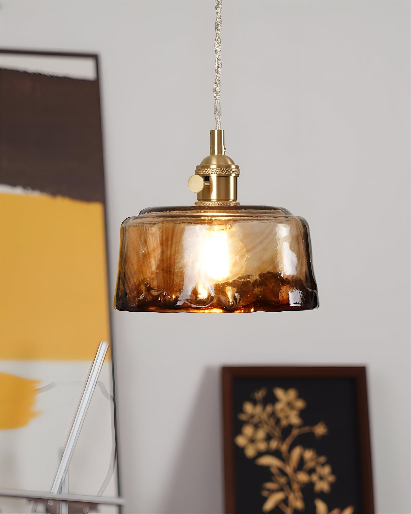 Twist deco-pendel i glas - pendel i antik messing med vintage-flair
