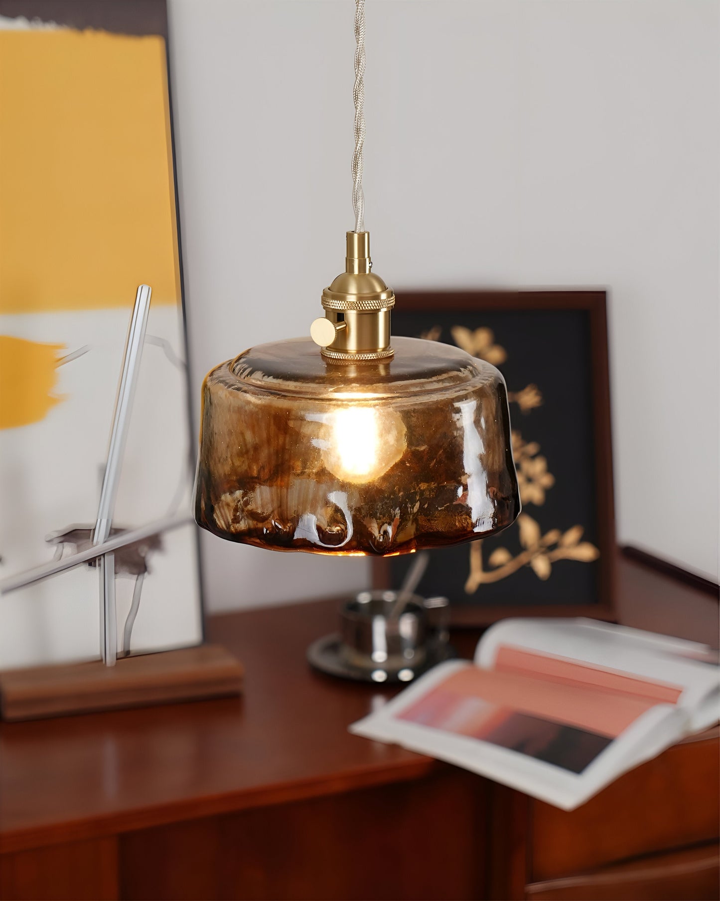 Twist deco-pendel i glas - pendel i antik messing med vintage-flair