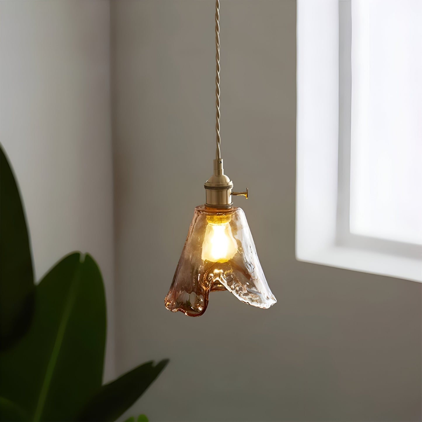 Twist deco-pendel i glas - pendel i antik messing med vintage-flair