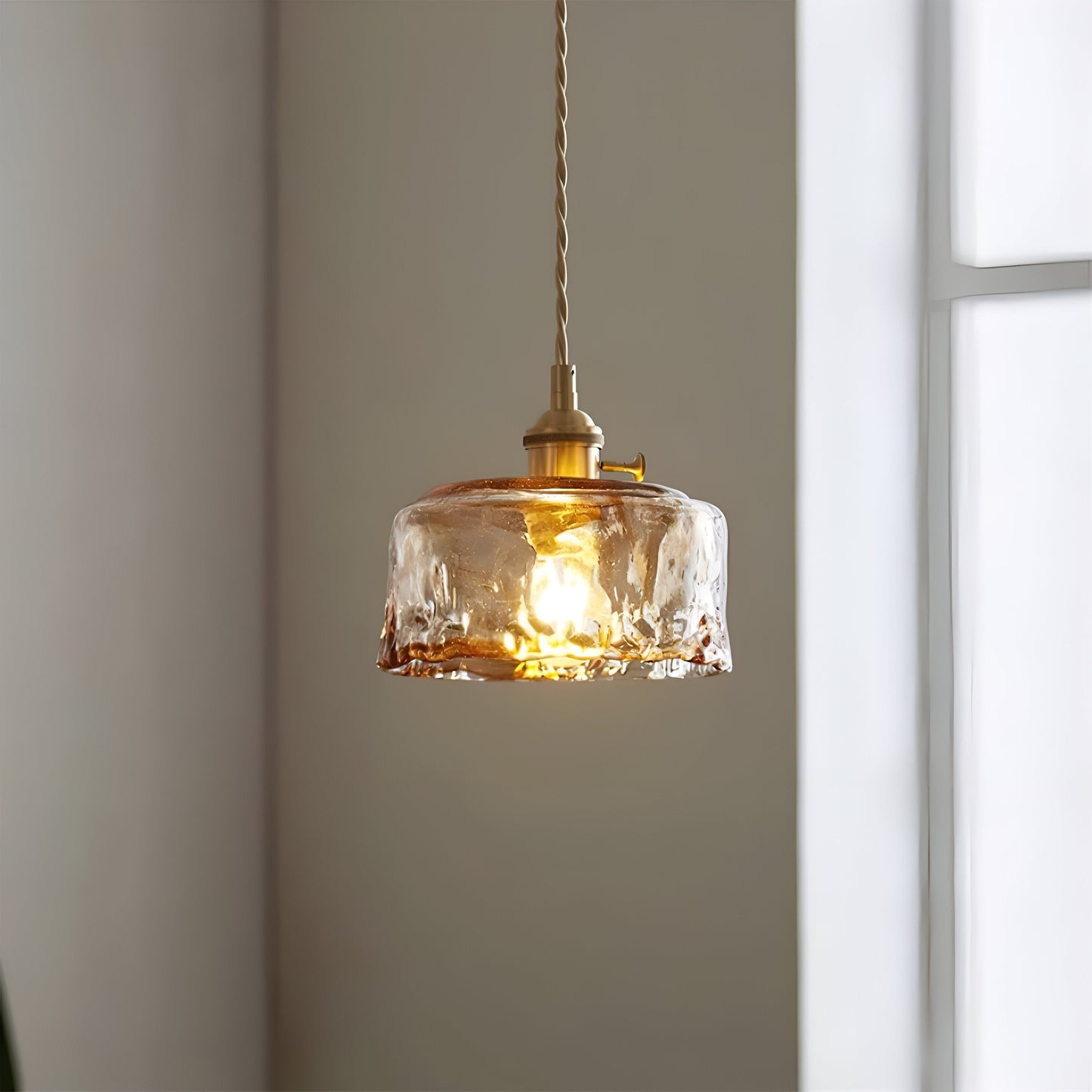 Twist deco-pendel i glas - pendel i antik messing med vintage-flair