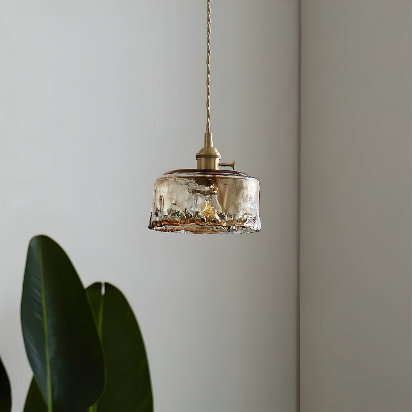Twist deco-pendel i glas - pendel i antik messing med vintage-flair