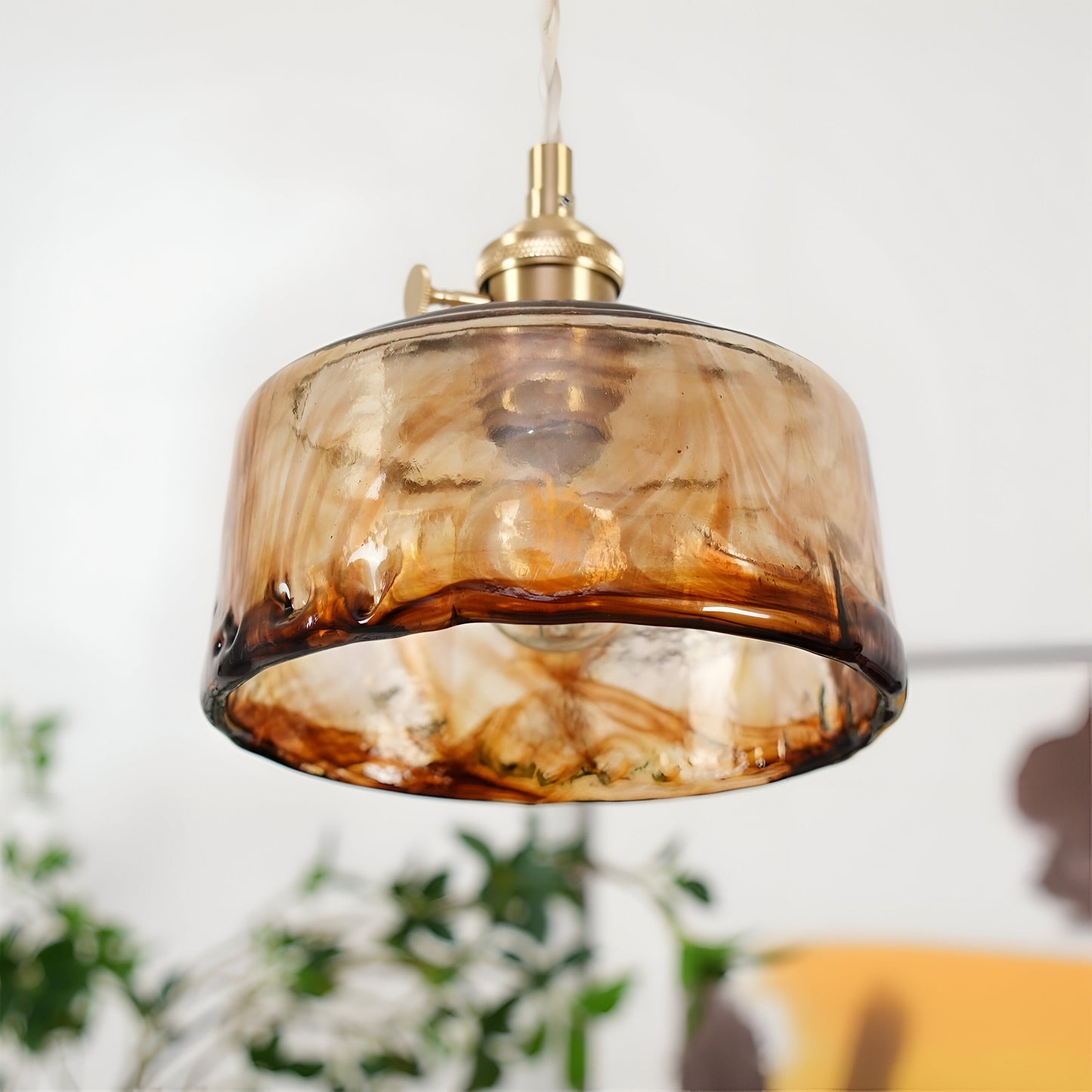 Twist deco-pendel i glas - pendel i antik messing med vintage-flair