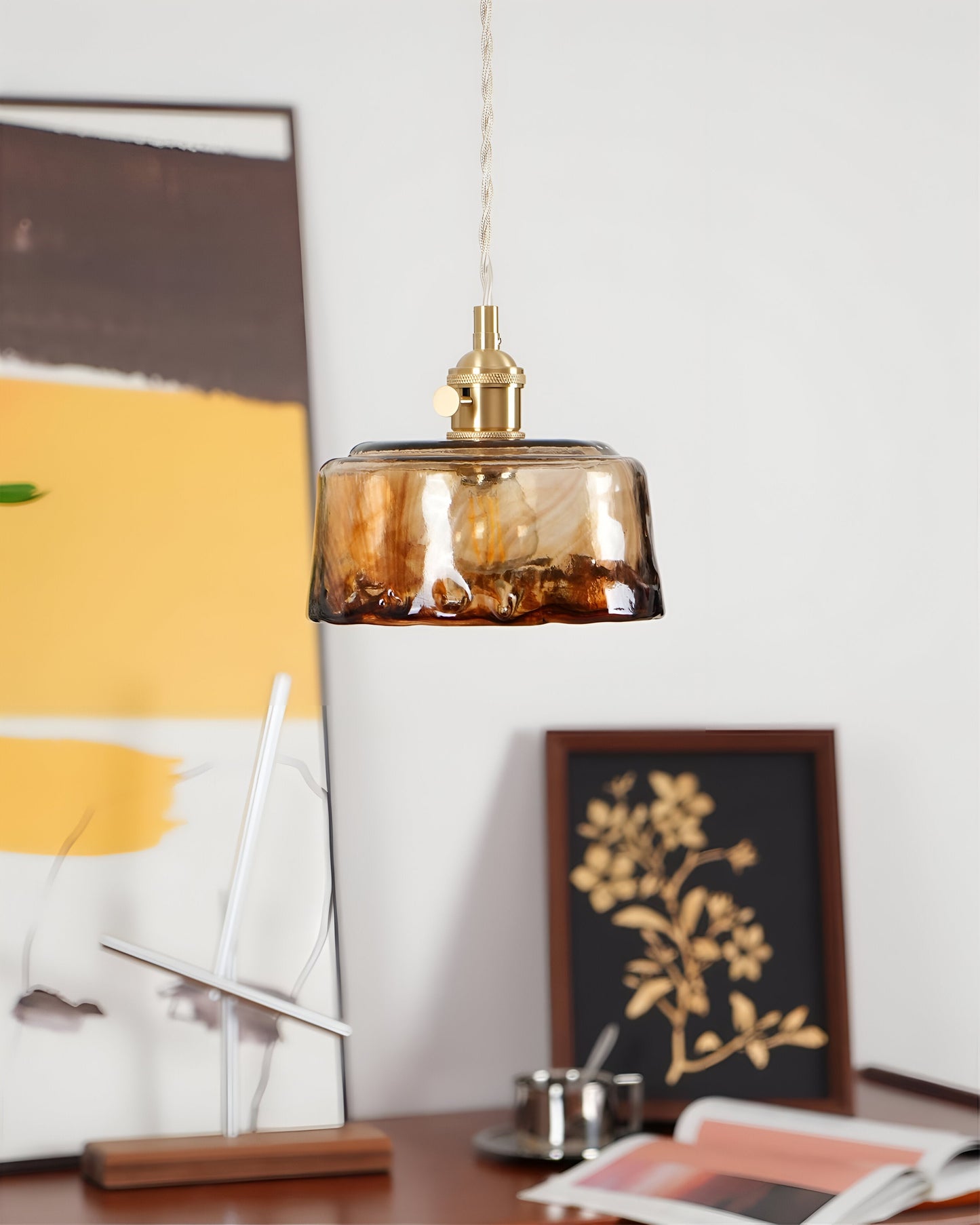 Twist deco-pendel i glas - pendel i antik messing med vintage-flair