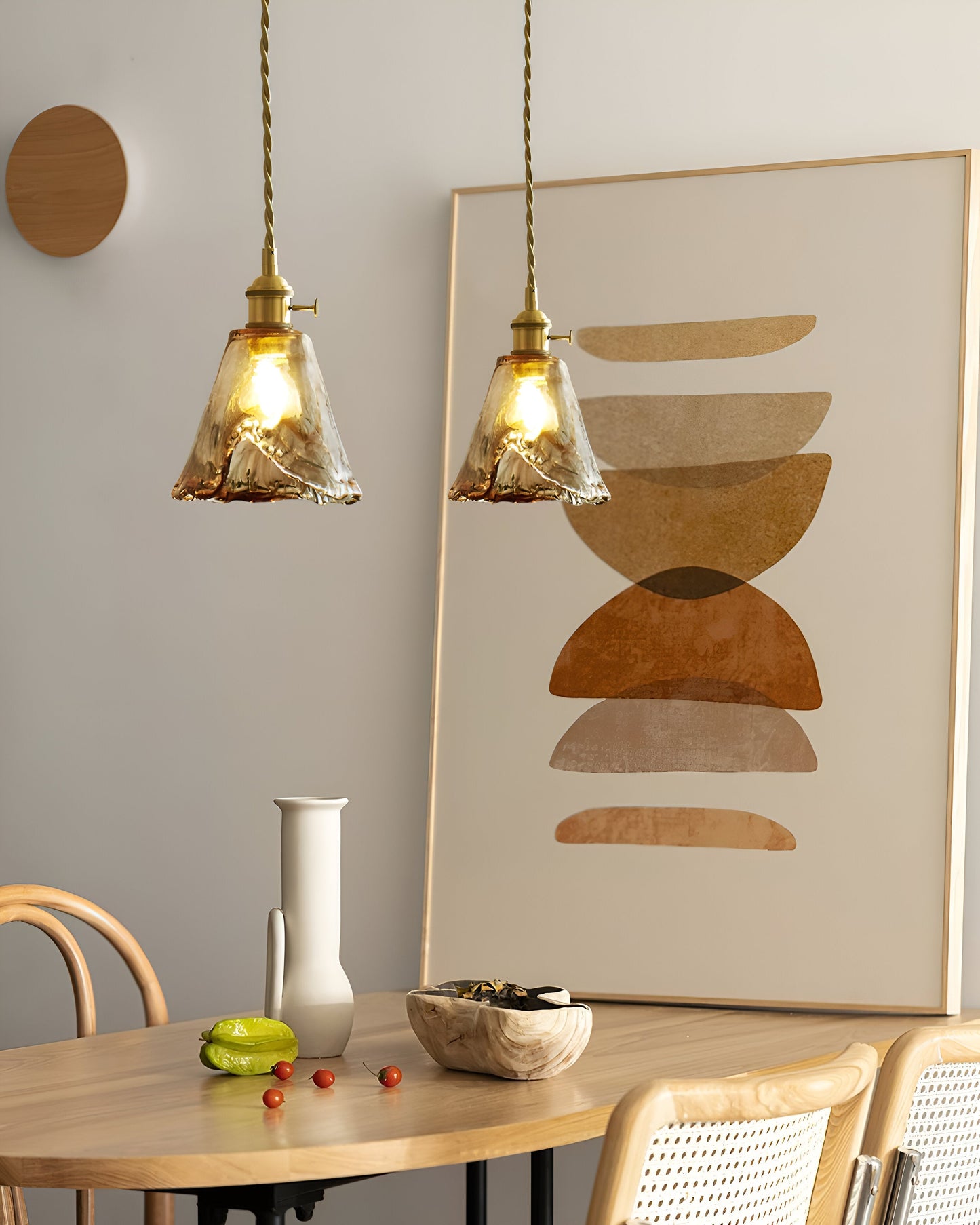 Twist deco-pendel i glas - pendel i antik messing med vintage-flair