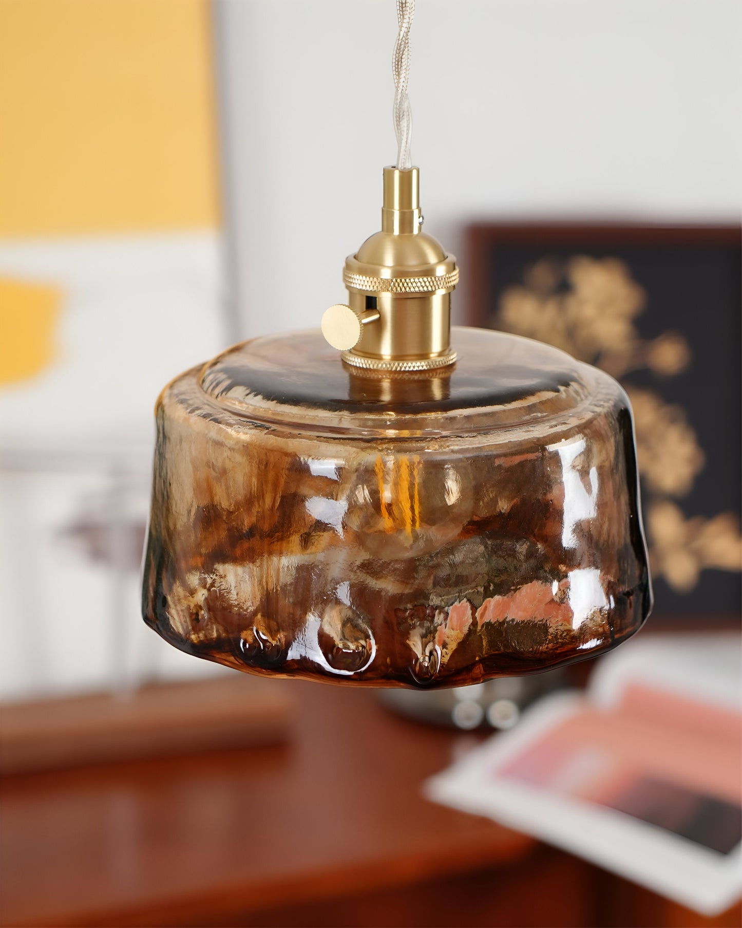 Twist deco-pendel i glas - pendel i antik messing med vintage-flair