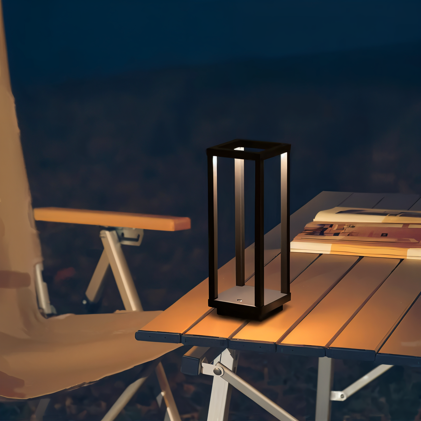 Verticabeam - 3d rektangulær sort led-bordlampe