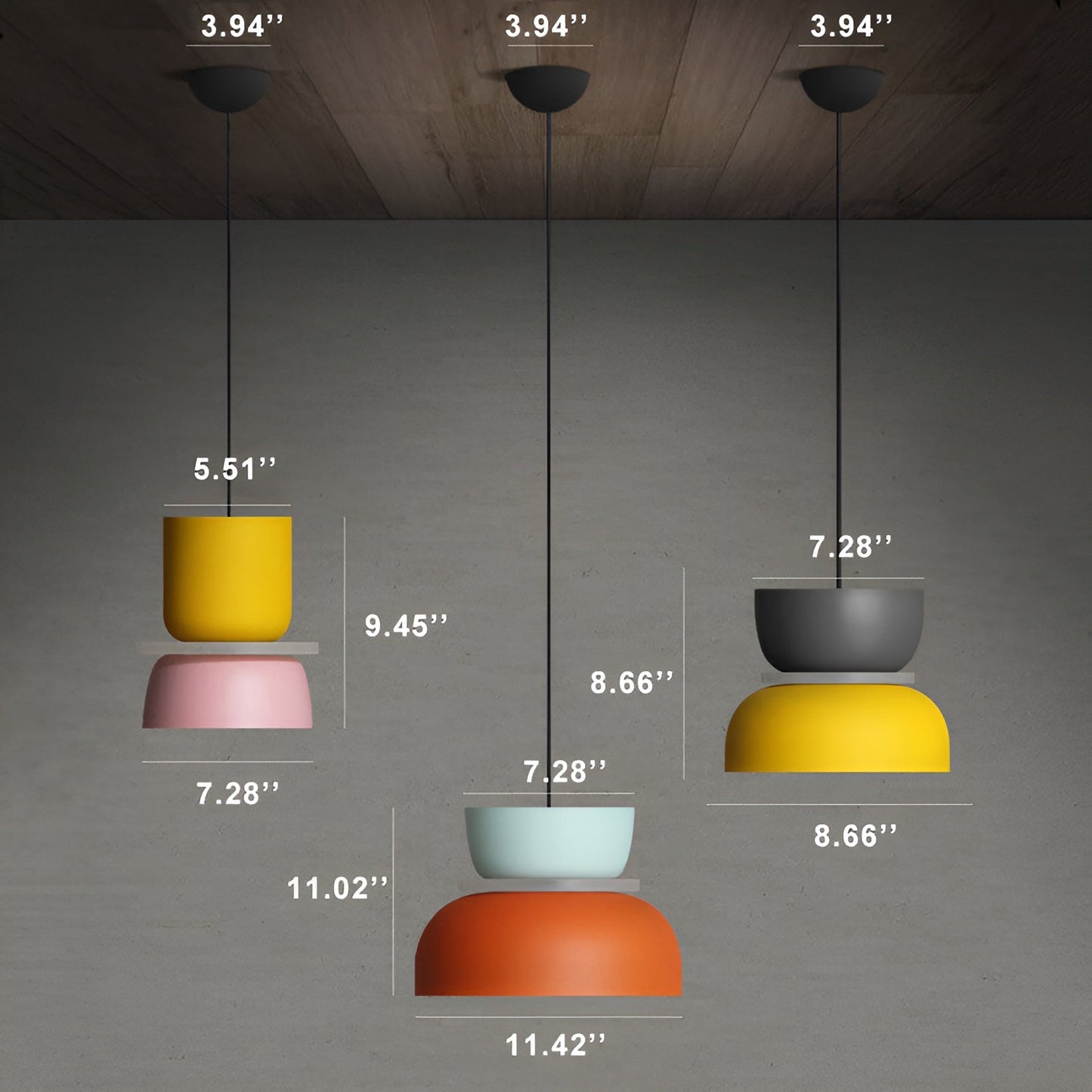 Vividglow - vibrerende metal-macaron-led-pendel