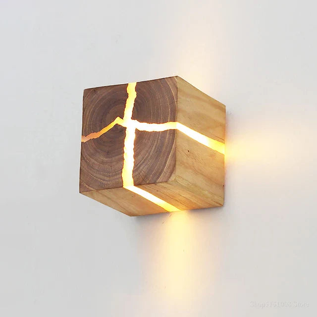 Solidwood - cube craft væglampe