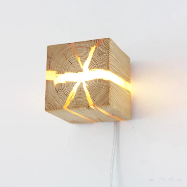 Solidwood - cube craft væglampe