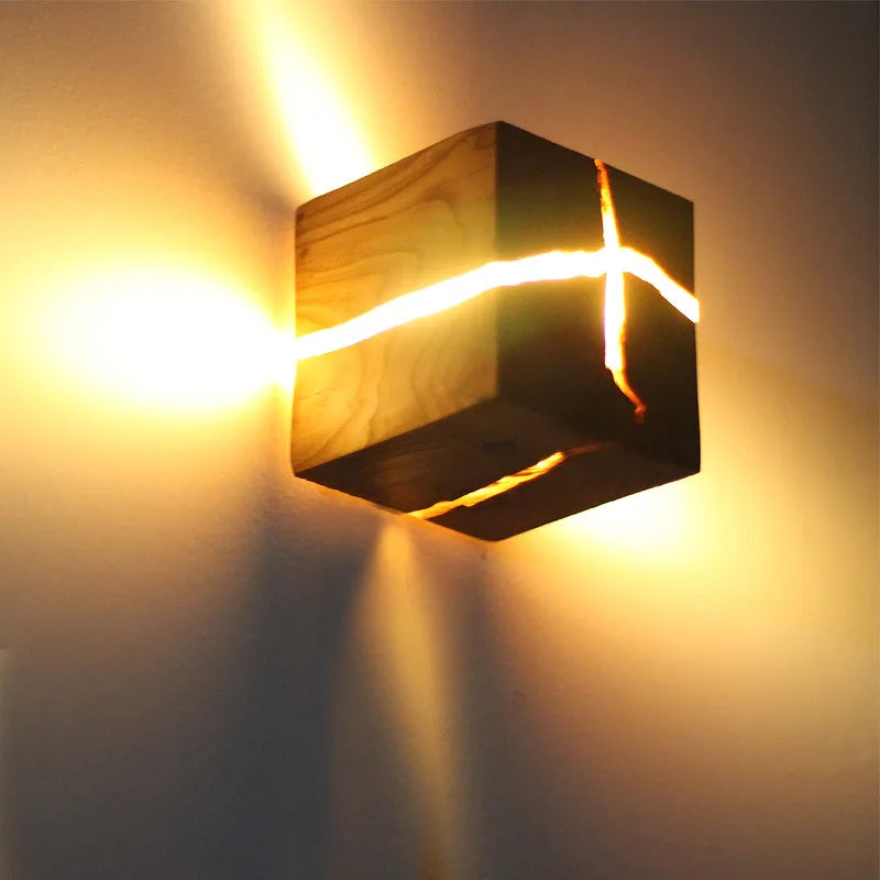 Solidwood - cube craft væglampe