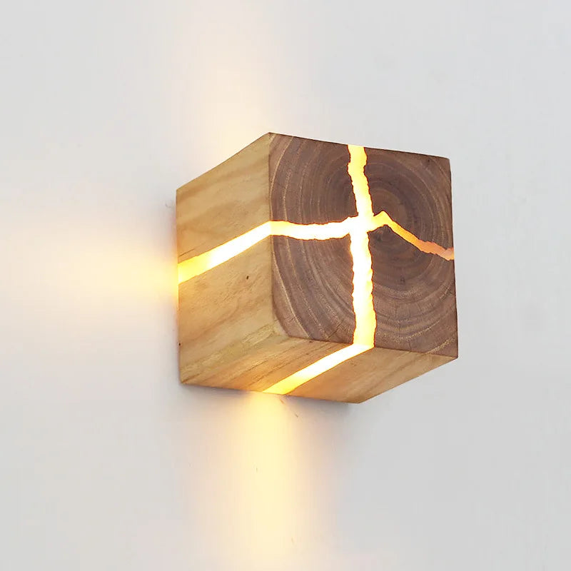 Solidwood - cube craft væglampe