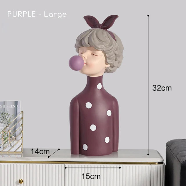 Gum diva sculpture - bubble gum girl statue