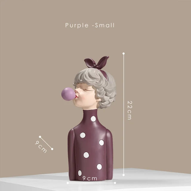Gum diva sculpture - bubble gum girl statue