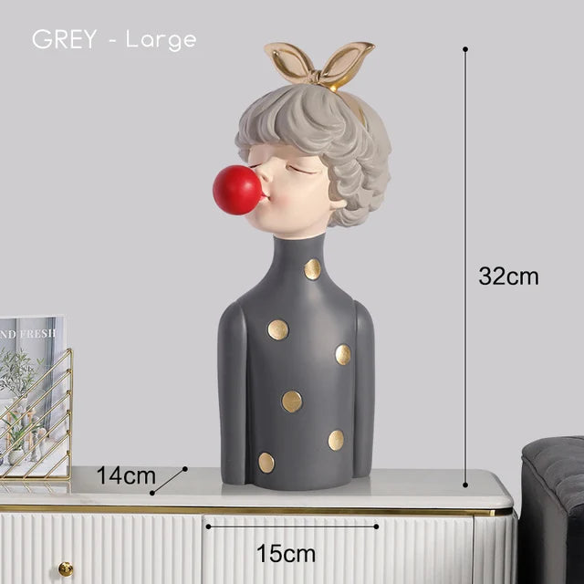 Gum diva sculpture - bubble gum girl statue