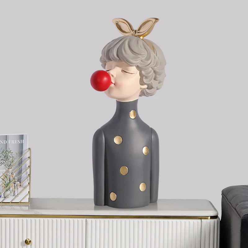Gum diva sculpture - bubble gum girl statue