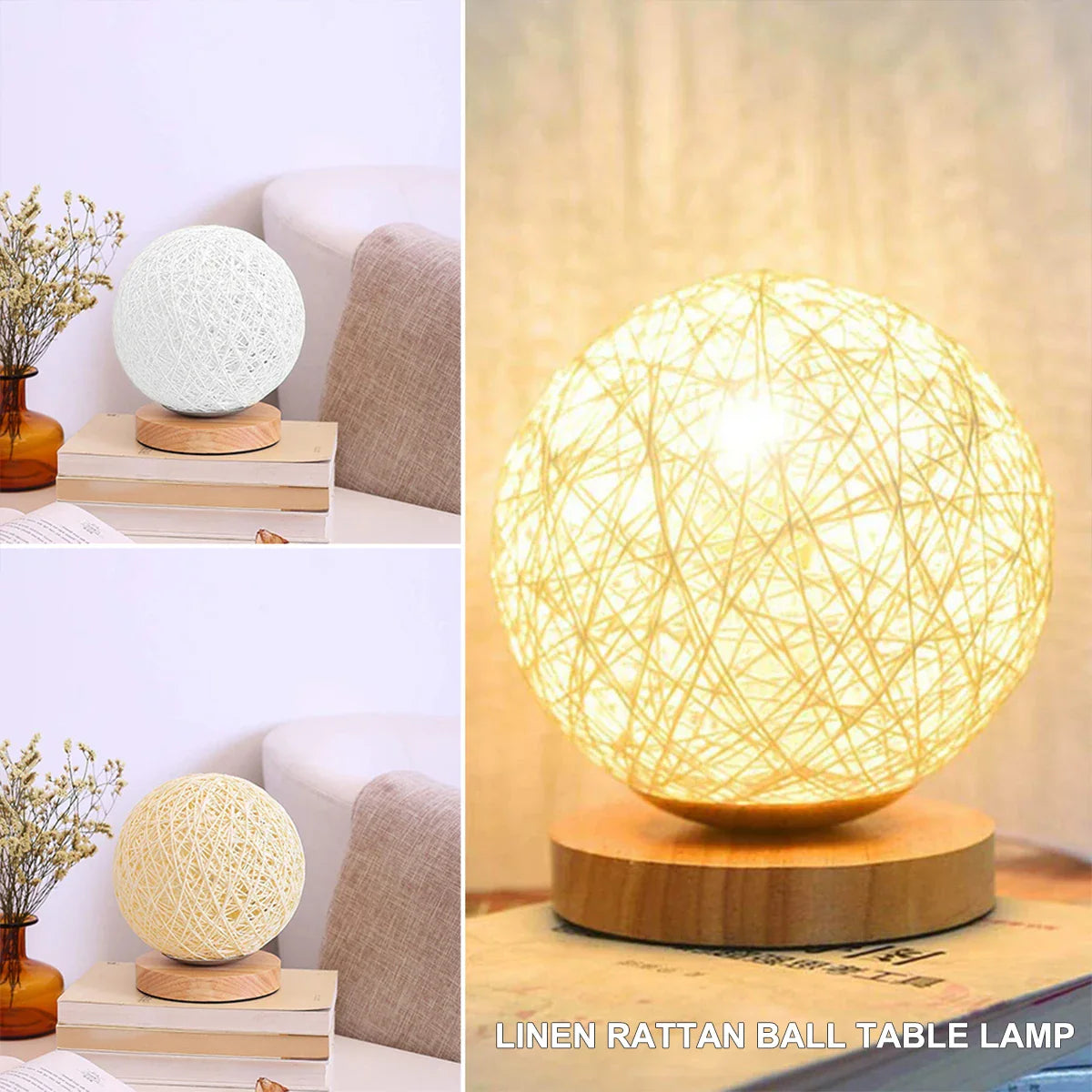 Wovenglow - bordlampe i rattankugle